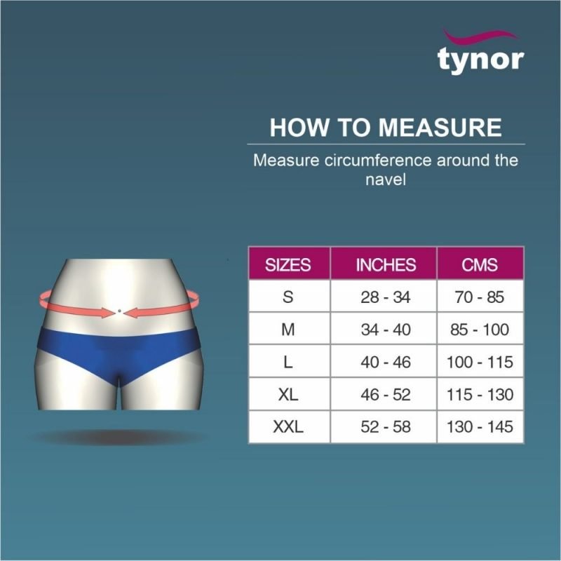 Contoured L.s. Support sizing chart