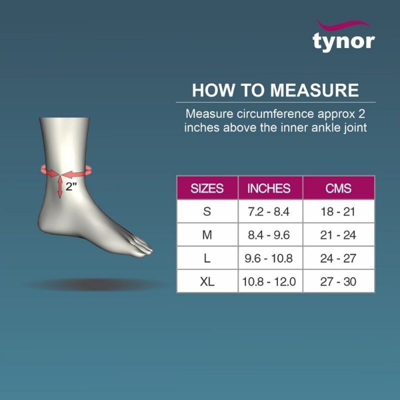 TYNOR Ankle Binder sizing chart