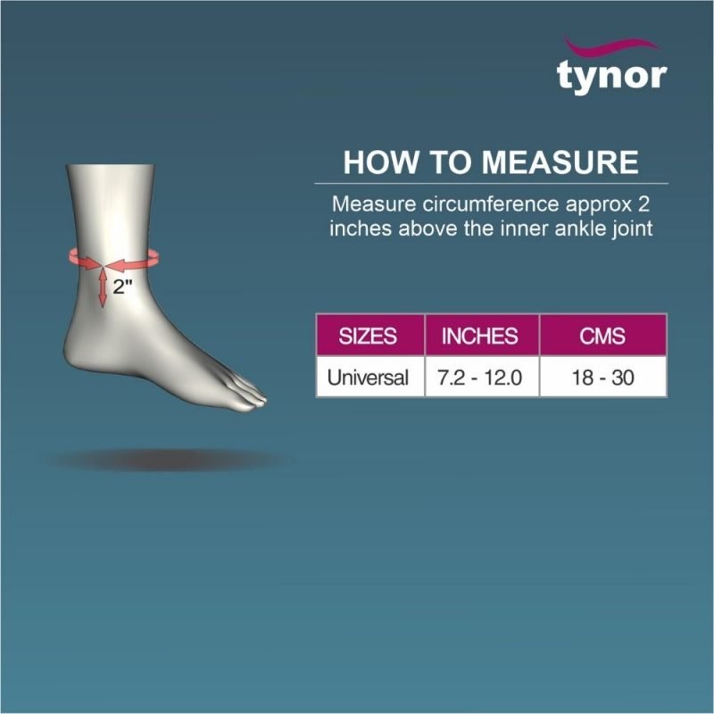 Tynor Ankle Splint sizing chart