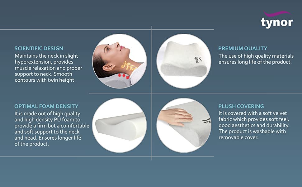 Tynor Contoured Cervical Pillow features