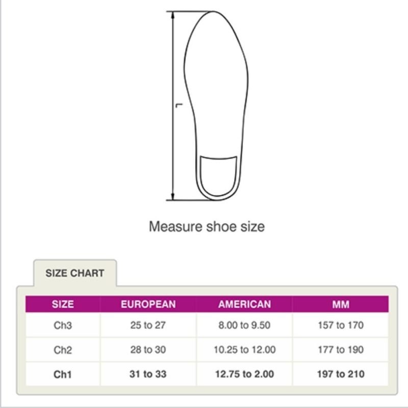 Tynor Medial Arch Orthosis child size chart