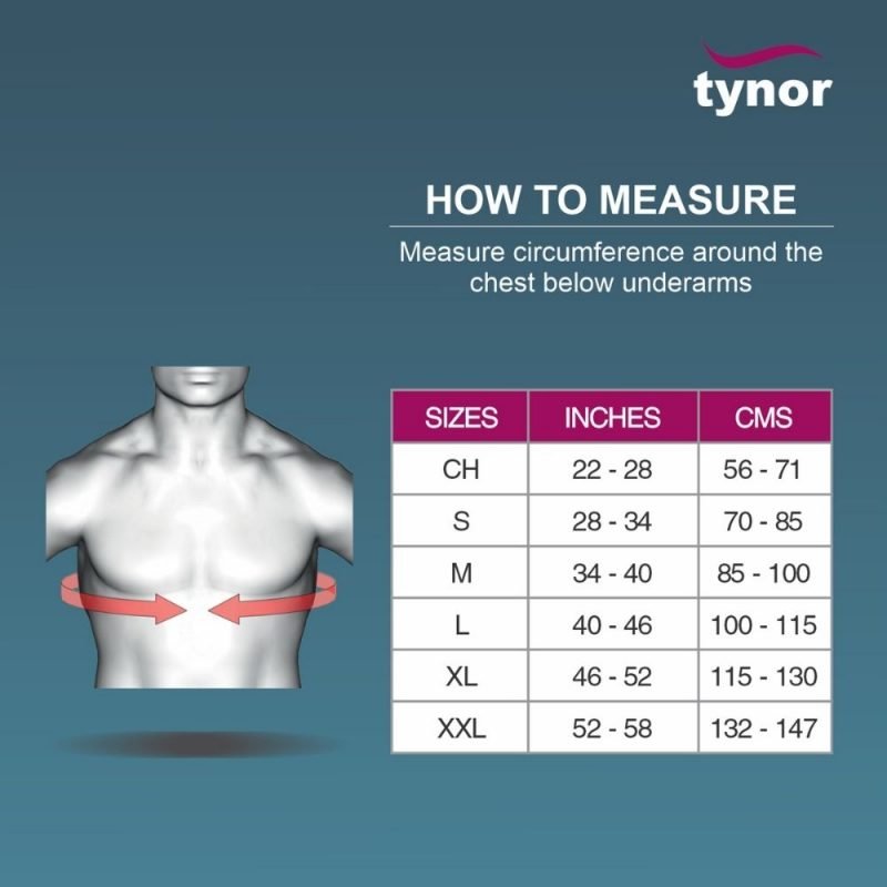 Tynor Pouch Arm Sling sizing chart