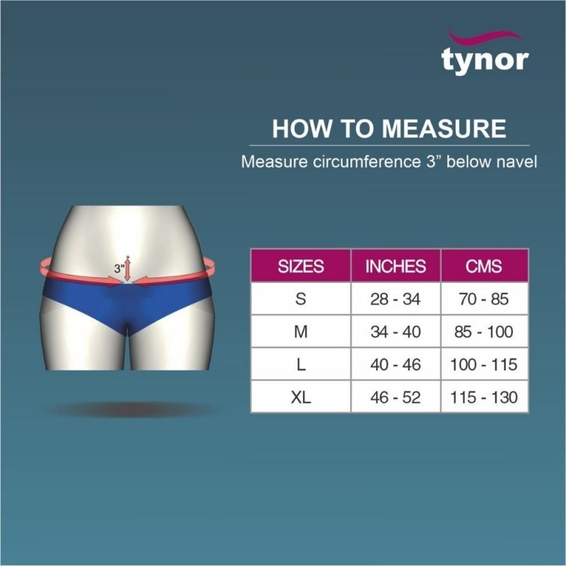 Tynor Scrotal Support sizing chart