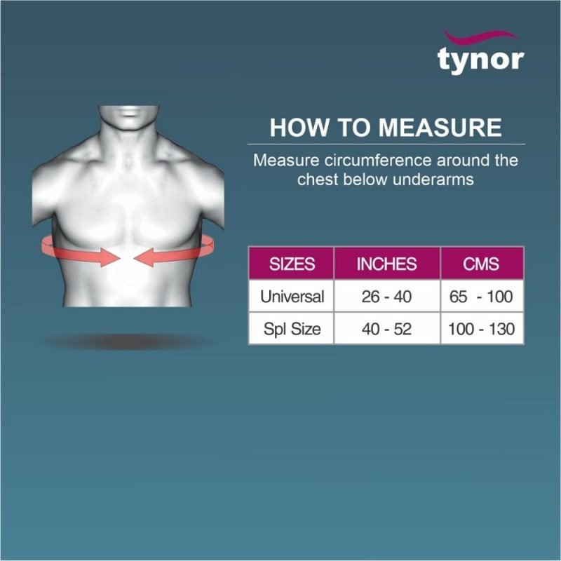 Tynor Shoulder Support (Neoprene) sizing chart