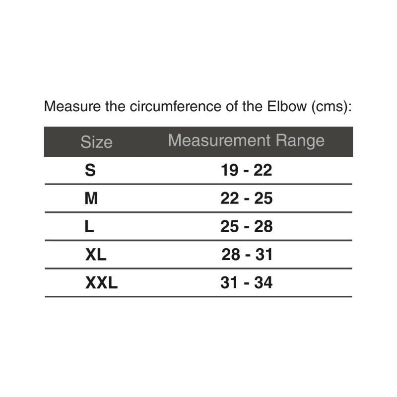 Vissco Elbow Support With Strap sizing chart