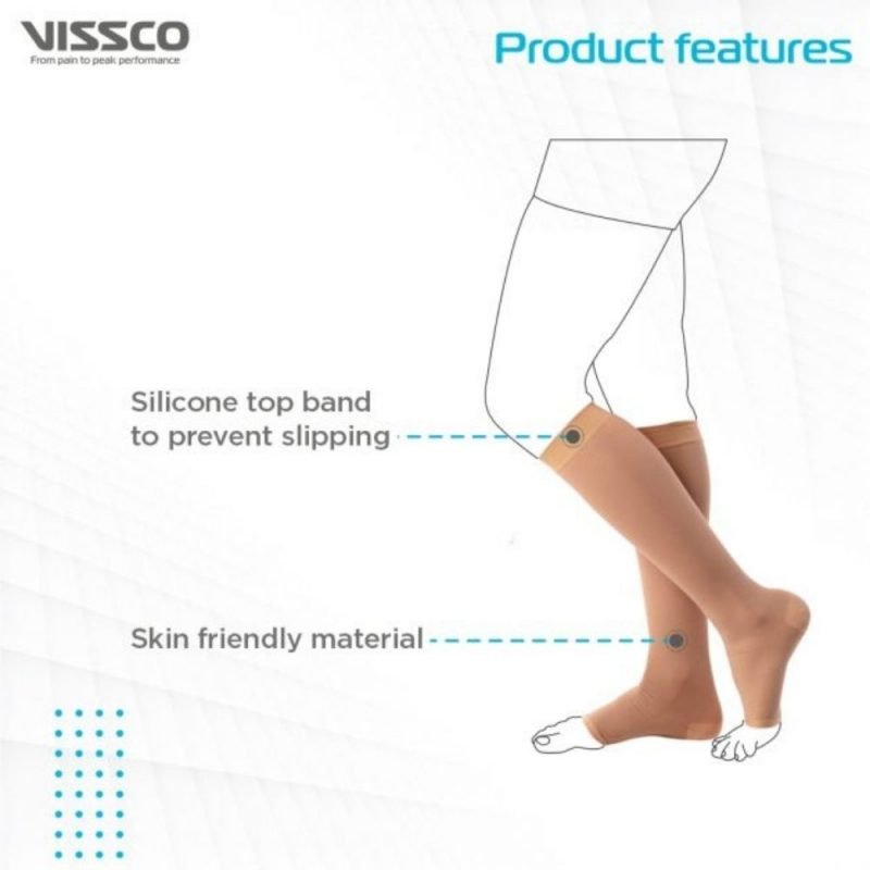 Vissco Medical Compression Stockings-knee Length (Open Toe) (23mm To 32mm Hg) Class 2 features