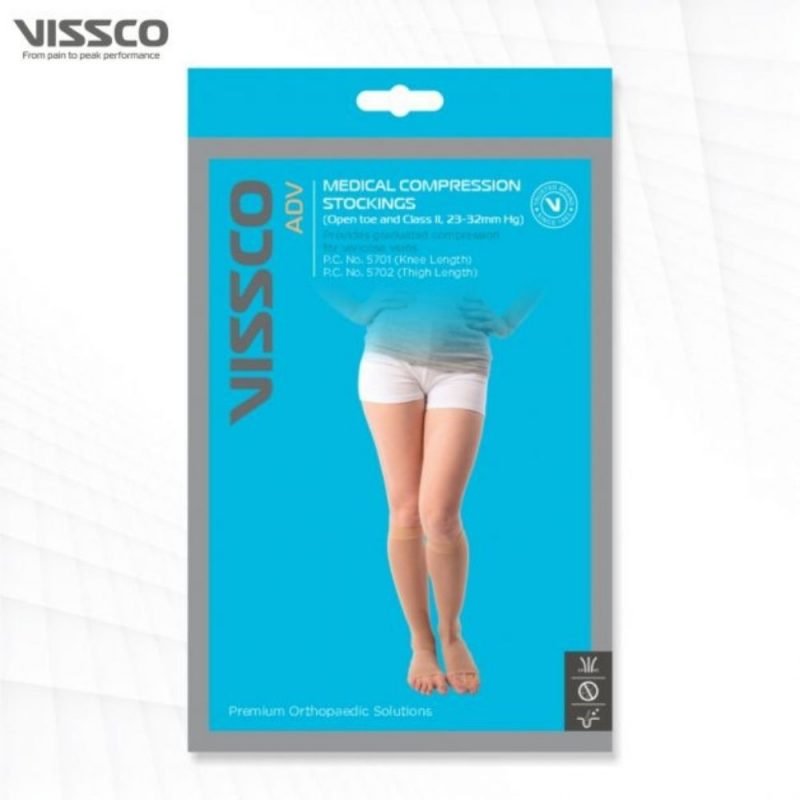 Vissco Medical Compression Stockings-knee Length (Open Toe) (23mm To 32mm Hg) Class 2 packaging
