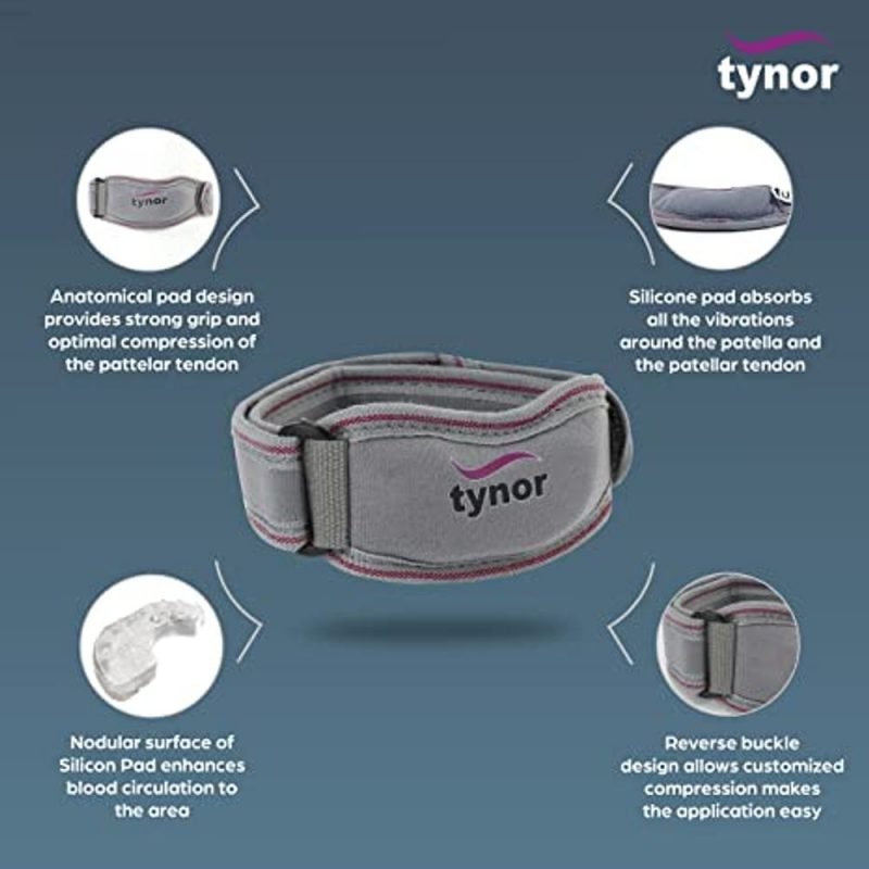 Tynor Patellar Support - Grey (One Size) (D 19) features