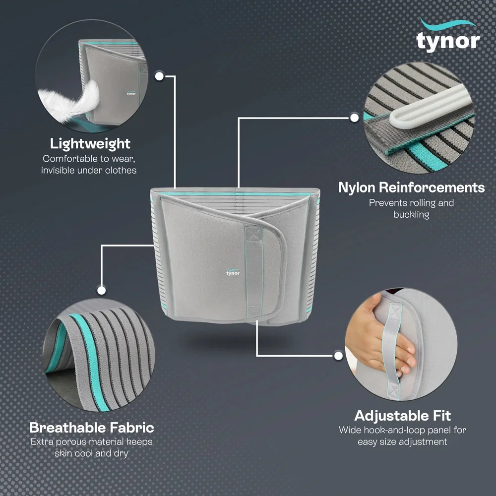 Tynor Abdominal Support 9 Inch features: lightweight build, nylon reinforcements, breathable fabric and adjustable fit