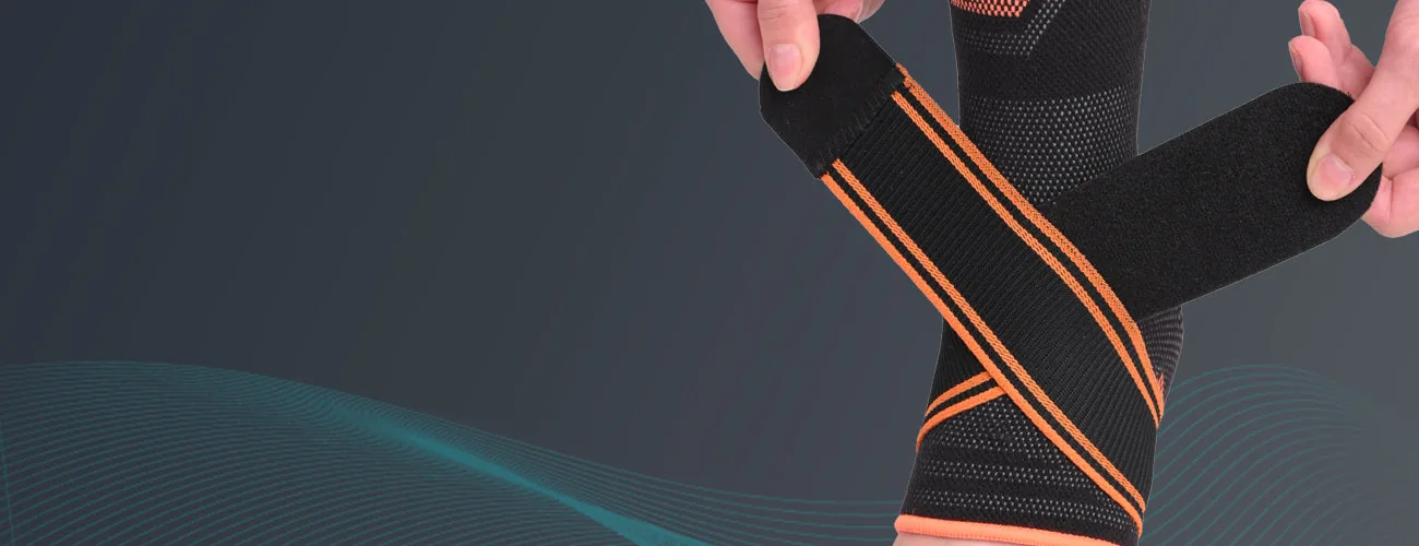 Tynor Ankle Binder Air Pro close-up: wrapping the binder strap