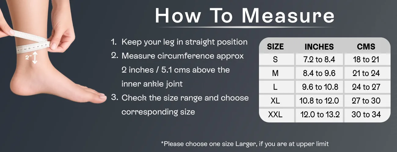 How to measure for the Tynor Ankle Binder: steps and size table