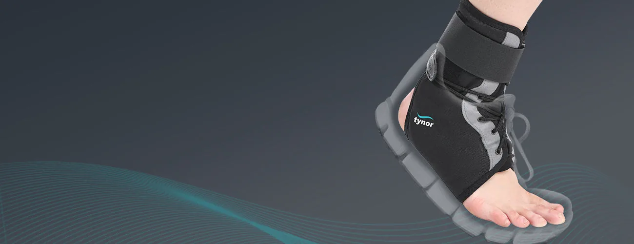Tynor Ankle Brace close-up: slim fit inside a shoe