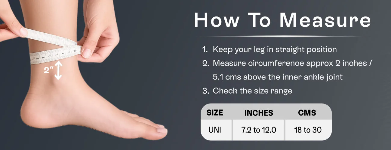 How to measure for the Tynor Ankle Support (Neo): steps and size table