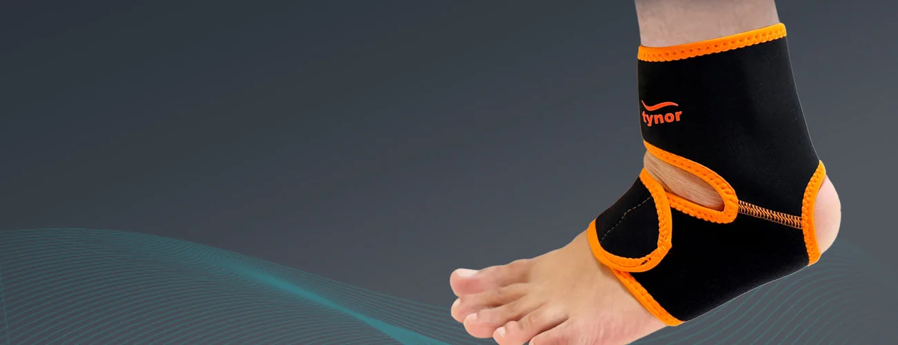 Tynor Ankle Support (Neo) close-up: open toes, side view