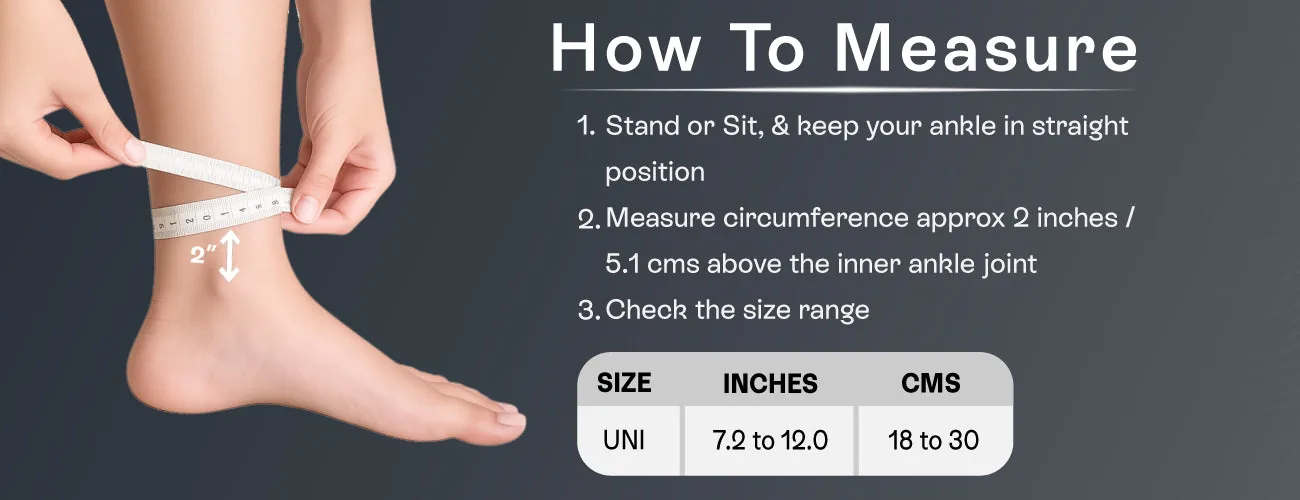 How to measure for the Tynor Ankle Support (Neoprene): steps and size table