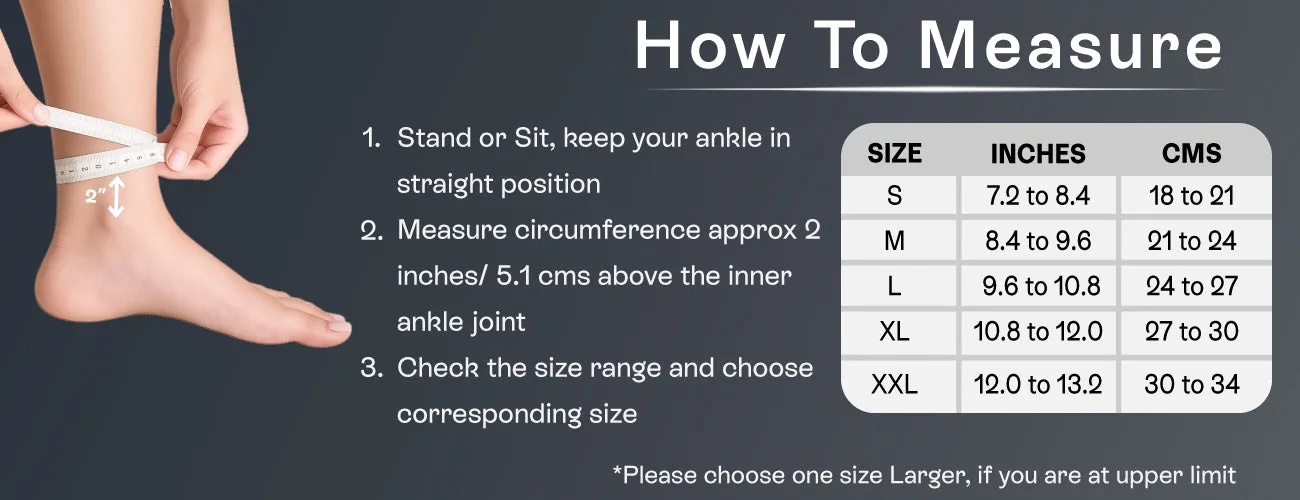 How to measure for the Tynor Anklet: steps and size table