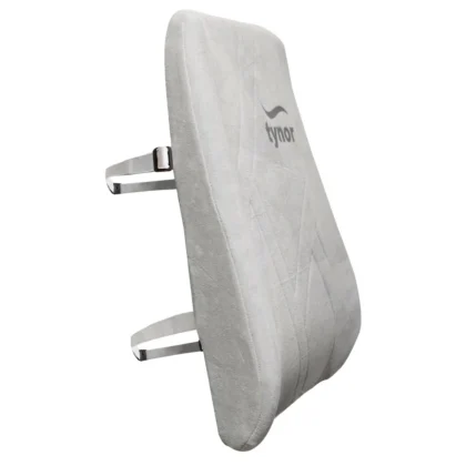 Tynor Back Rest Full in grey with two adjustable elastic straps, side view