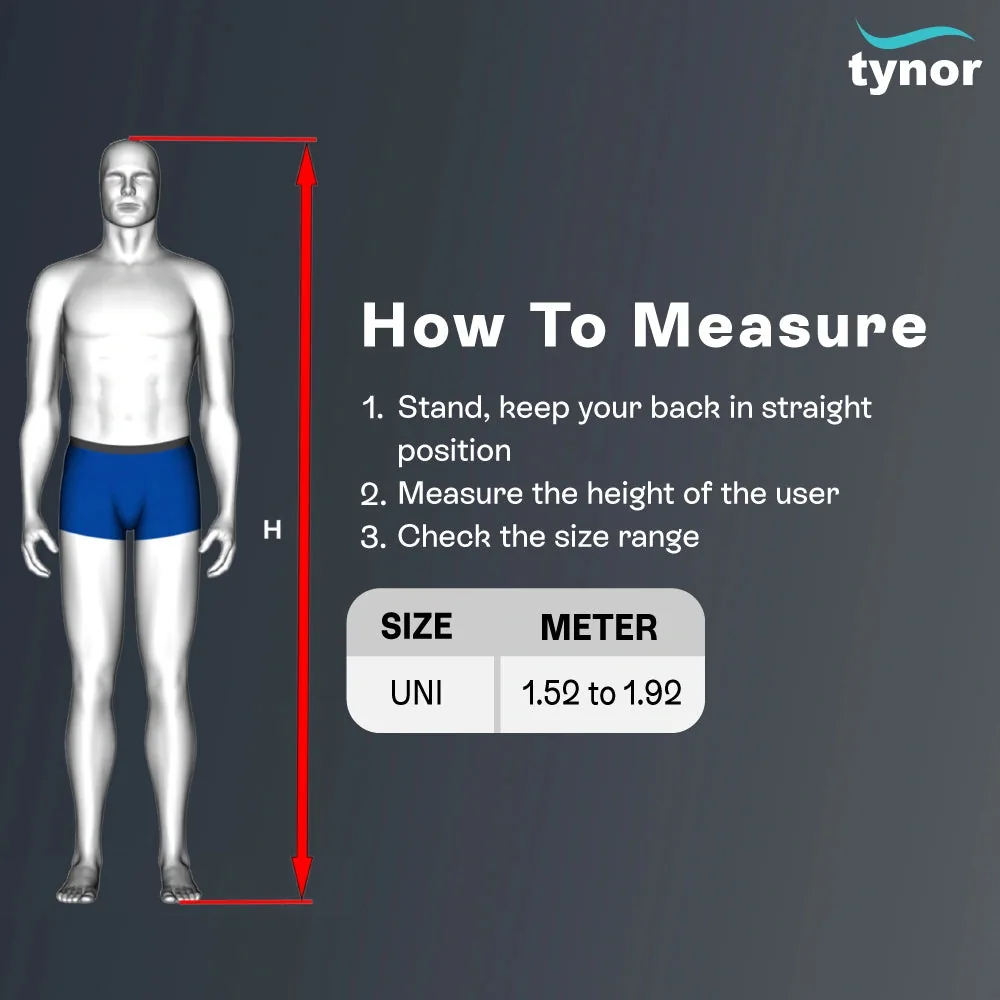 Tynor Back Rest Full size chart: one size for user height 1.52 to 1.92 m