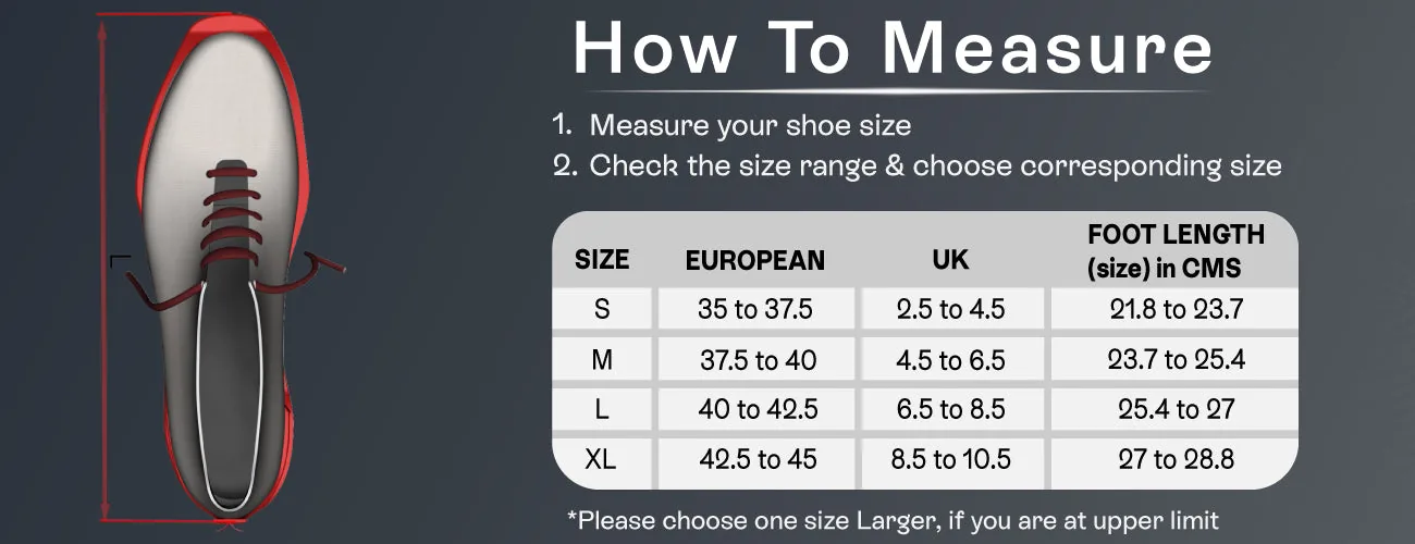 How to measure for the Tynor Cast Shoe For Plaster Rocker Sole: steps and size table