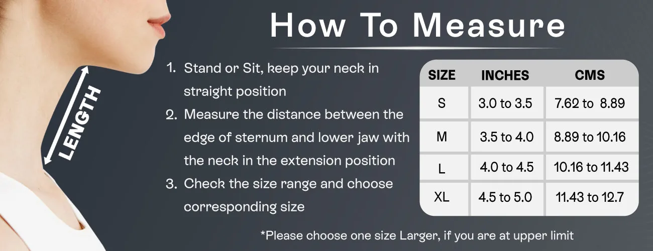 How to measure for the Tynor Cervical Collar Soft With Support: steps and size table
