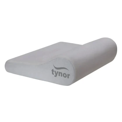 Tynor Cervical Pillow Regular in grey, a contoured foam pillow with a raised neck roll