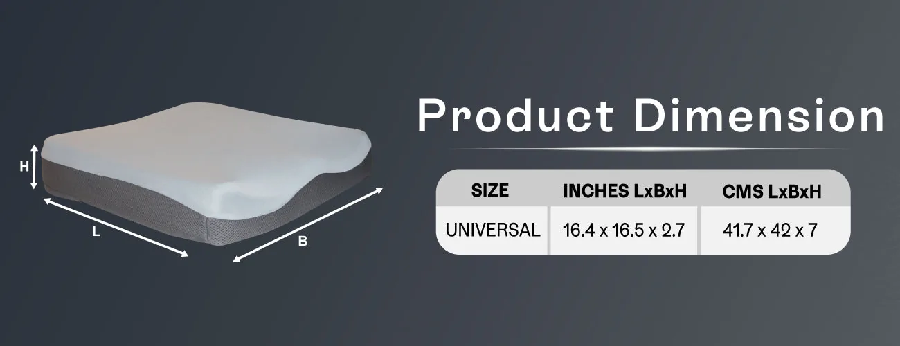 How to measure for the Tynor Coccyx Cushion Seat: steps and size table