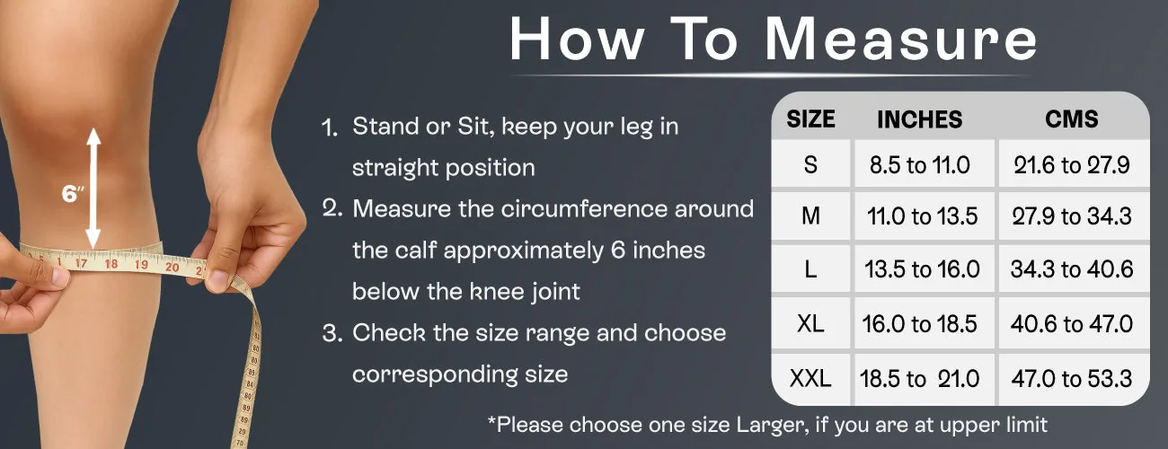 How to measure for the Tynor Compression Stocking Below Knee Classic: steps and size table
