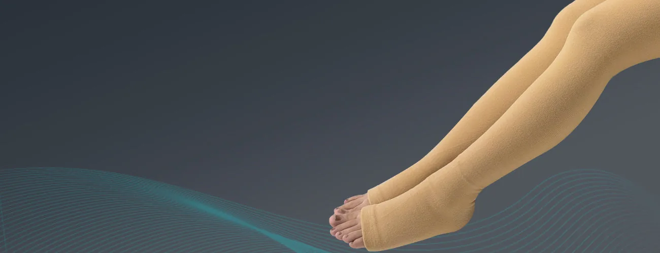 Tynor Compression Stocking Mid Thigh Classic close-up: thigh-length leg shape