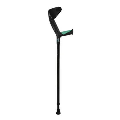 Tynor Elbow Crutch Adjustable in black with forearm cuff and gel handle, full view