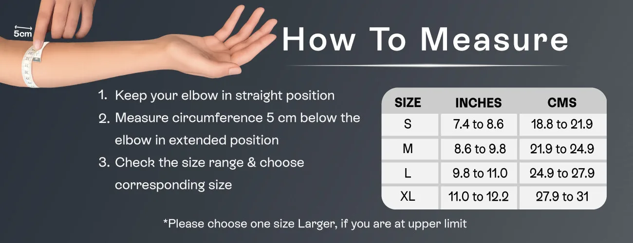 How to measure for the Tynor Elbow Support: steps and size table