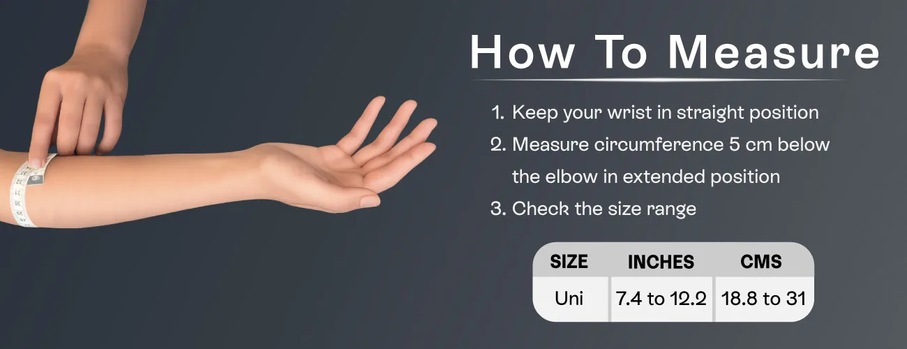 How to measure for the Tynor Elbow Wrap (Neo): steps and size table