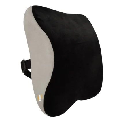 Tynor Elite Car Neck Pillow in black and grey velvet with adjustable elastic strap