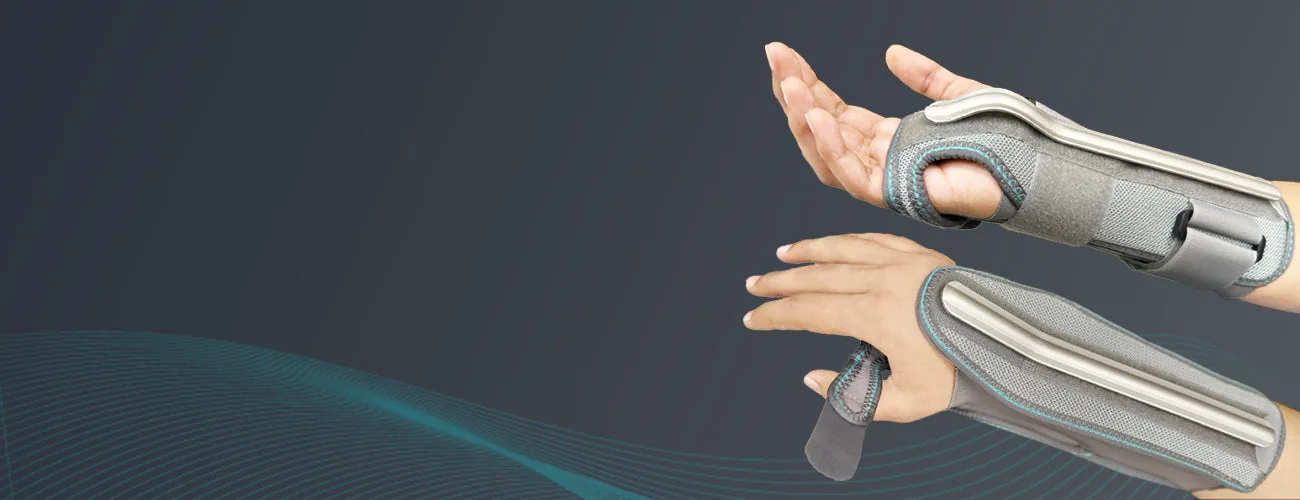 Tynor Forearm Splint close-up: palm-side and back splints