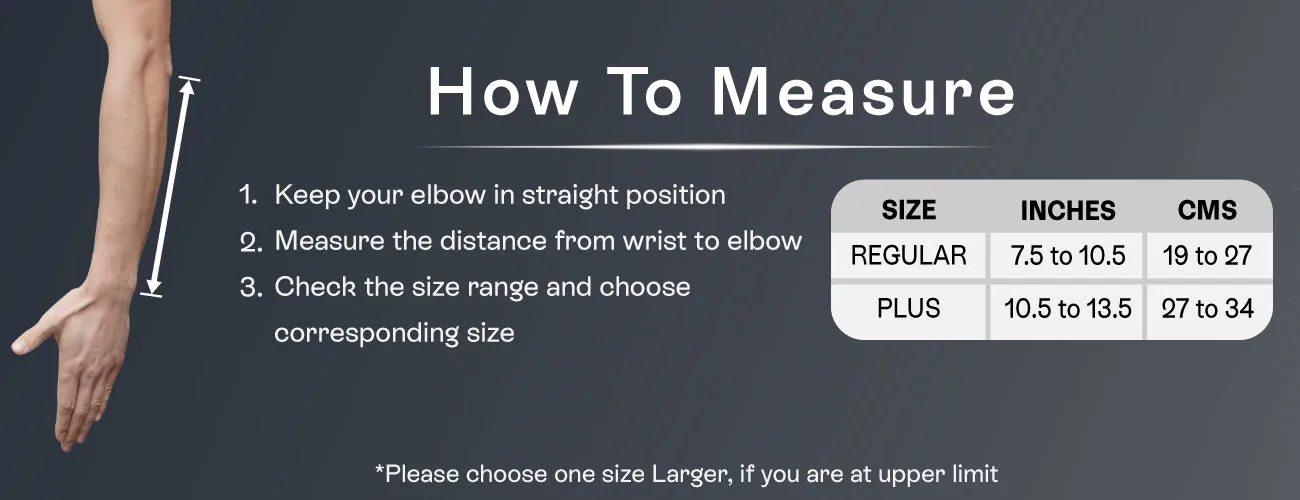 How to measure for the Tynor Forearm Splint: steps and size table