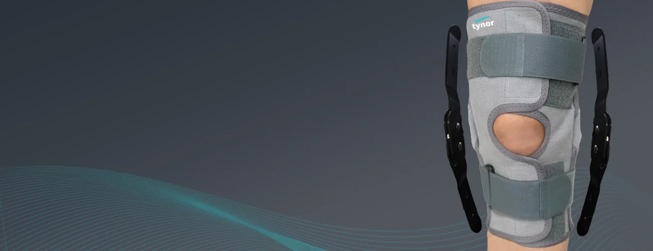 Tynor Functional Knee Support close-up: aluminium splints with hinges