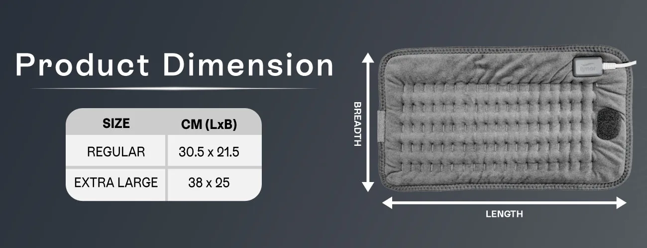 How to measure for the Tynor Heating Pad Ortho: steps and size table