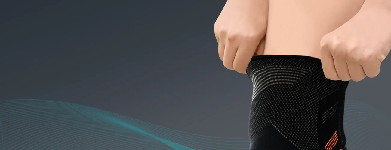 Tynor Knee Cap Air Open Patella close-up: four-way stretch pull-on