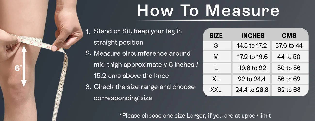 How to measure for the Tynor Knee Cap Comfeel: steps and size table