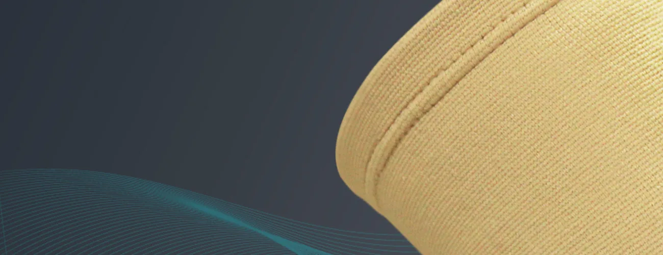Tynor Knee Cap close-up: stitched top edge