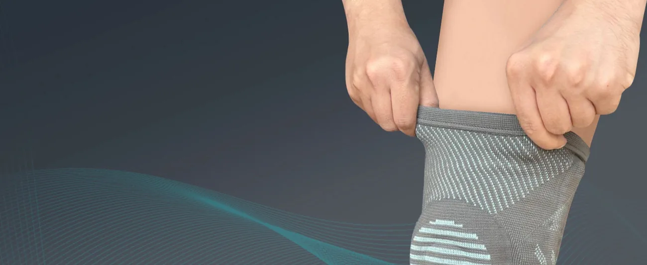 Tynor Knee Cap With Patellar Ring close-up: pull-on knit sleeve