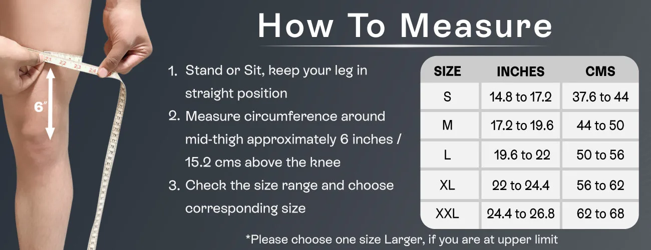 How to measure for the Tynor Knee Cap With Rigid Hinge: steps and size table