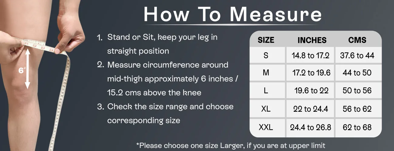 How to measure for the Tynor Knee Immobiliser 19 in: steps and size table
