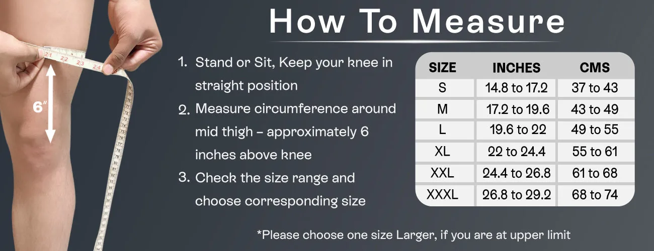 How to measure for the Tynor Knee Wrap Hinged (Neoprene): steps and size table