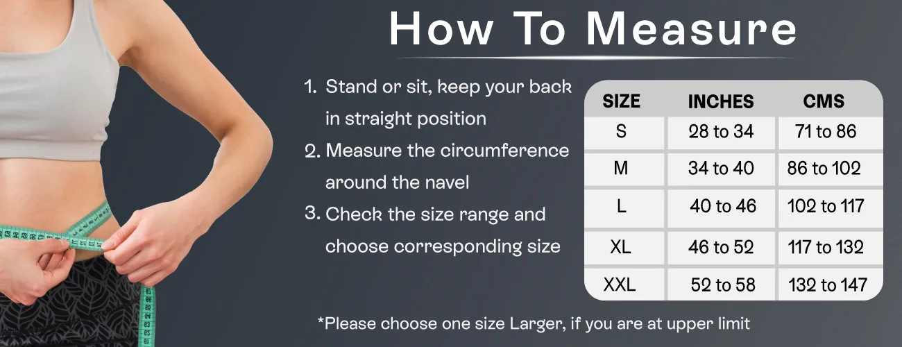 How to measure for the Tynor L.S. Belt Lumbopore: steps and size table