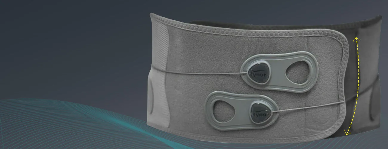 Tynor Lumbo Lacepull Brace close-up: front panel with two pull tabs