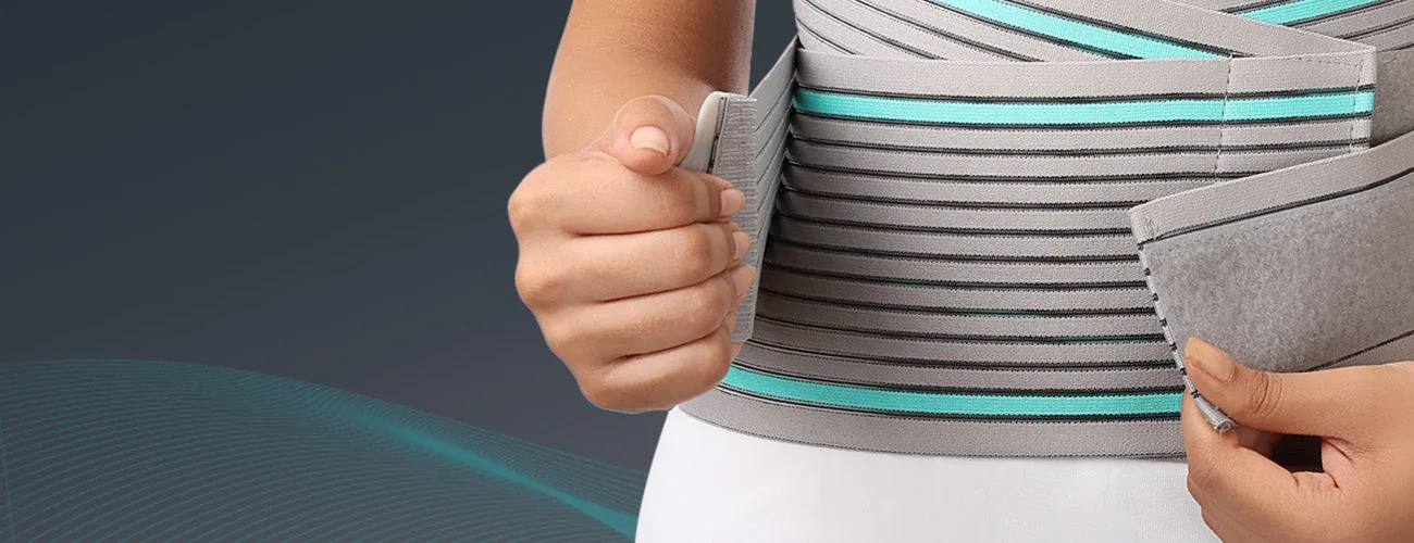 Tynor Lumbo Sacral Belt close-up: double-pull strap