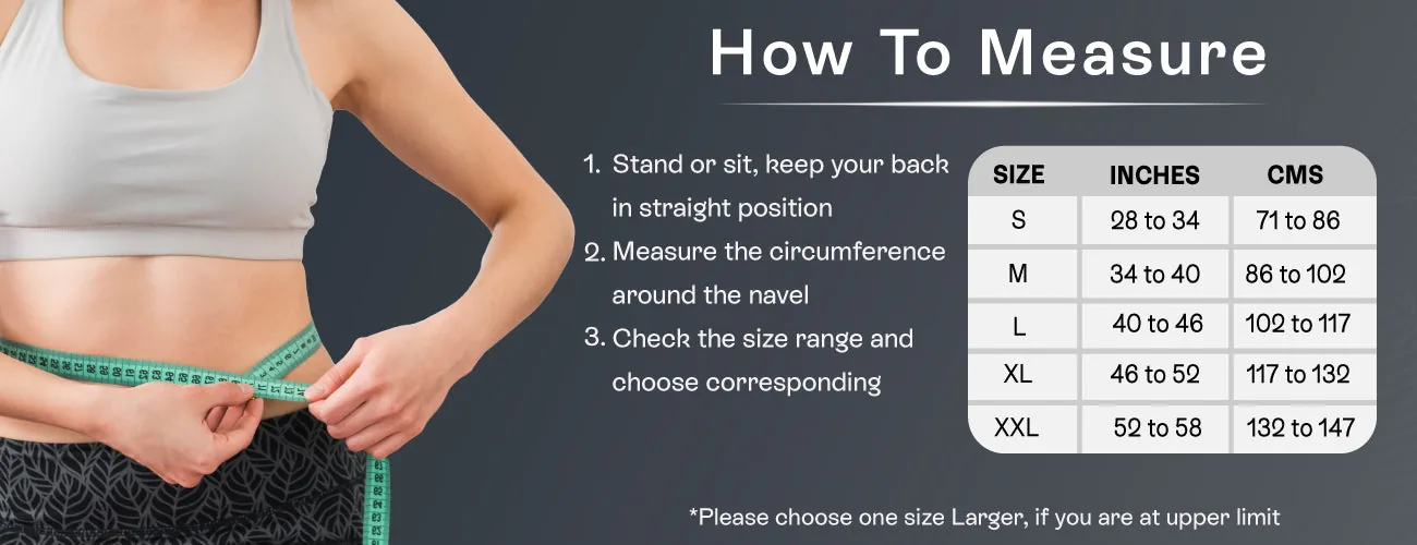 How to measure for the Tynor Lumbo Sacral Belt: steps and size table