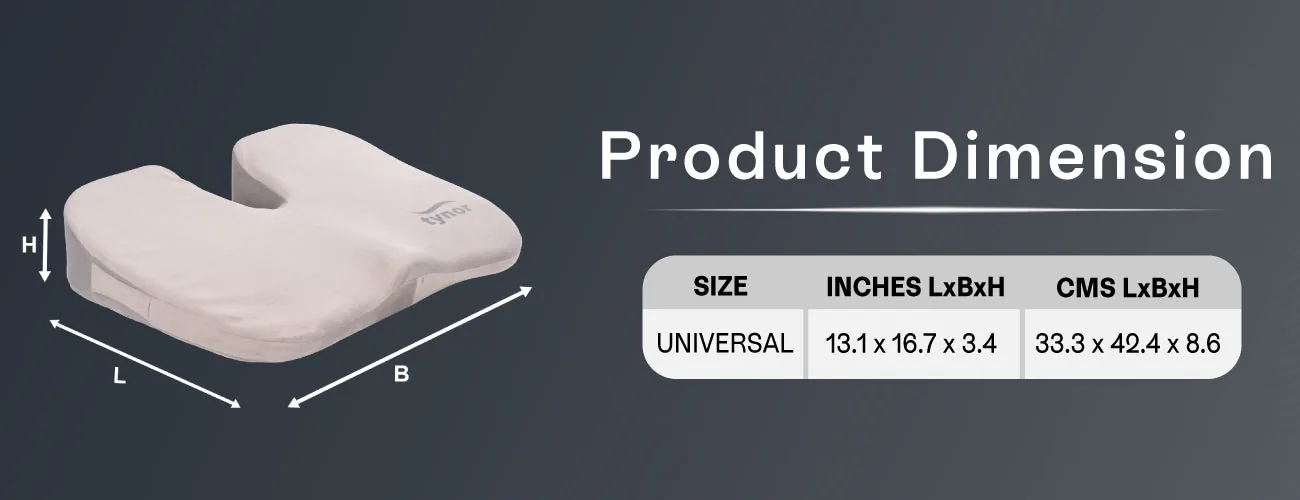 How to measure for the Tynor Ortho Cushion Seat: steps and size table