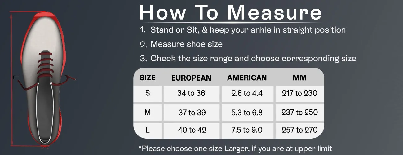 How to measure for the Tynor PF Night Splint Derotation: steps and size table