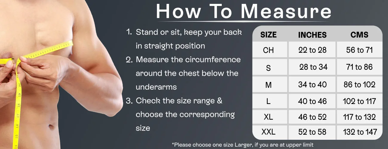 How to measure for the Tynor Pouch Arm Sling Tropical: steps and size table